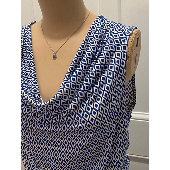 Laundry by Shelli Segal Blue White Cowl Neck Sleeveless Top - ‎ M - Picture 3 of 9